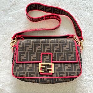 FENDI  Large Zucca Fluo Trim Baguette Bag  Authentic Retail 4500$